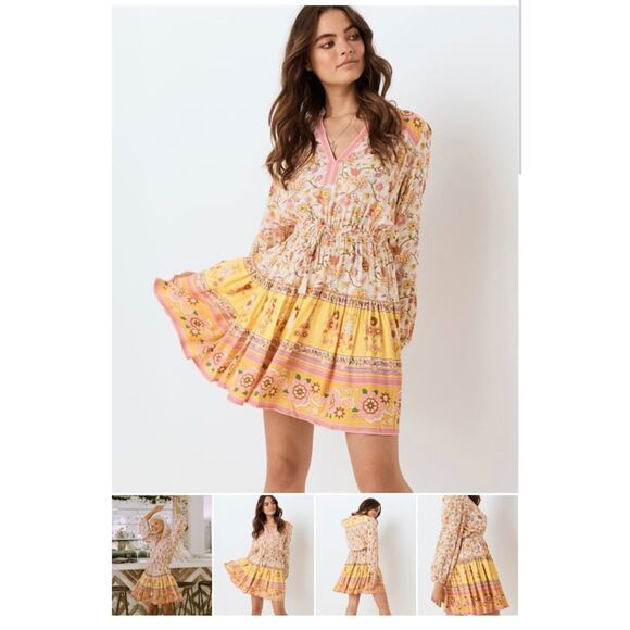 Spell Dresses & Skirts - SPELL & THE GYPSY Portobello Long Sleeve Playdress Festival Dress Pink Yellow XS